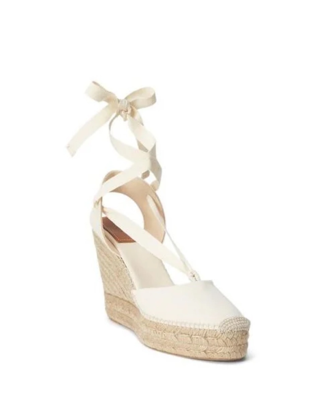 Ralph Lauren Canvas Ankle Wrap Wedge Espadrille Size 8 New w/o Box